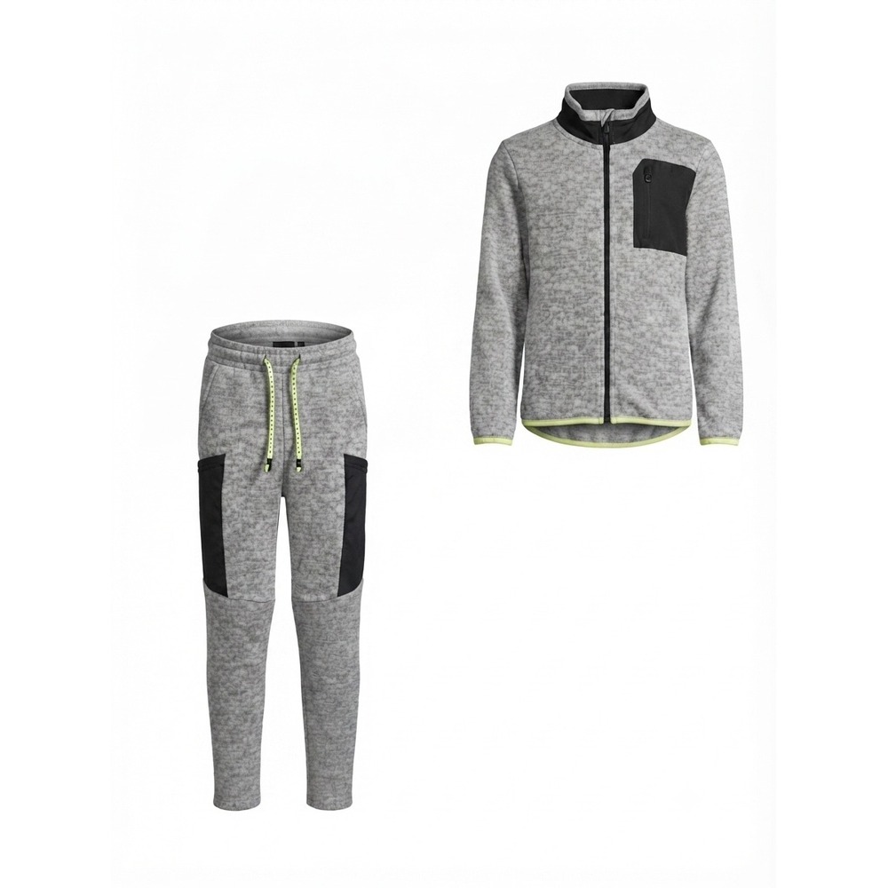 Toddler Boys Gray Fleece Zip Jacket and Jogger Pants Set 4T Heathered A12-098‎